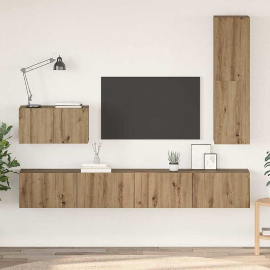Fali TV Szekrény Falra szerelhető 4 pcs Artisan tölgy Faanyag