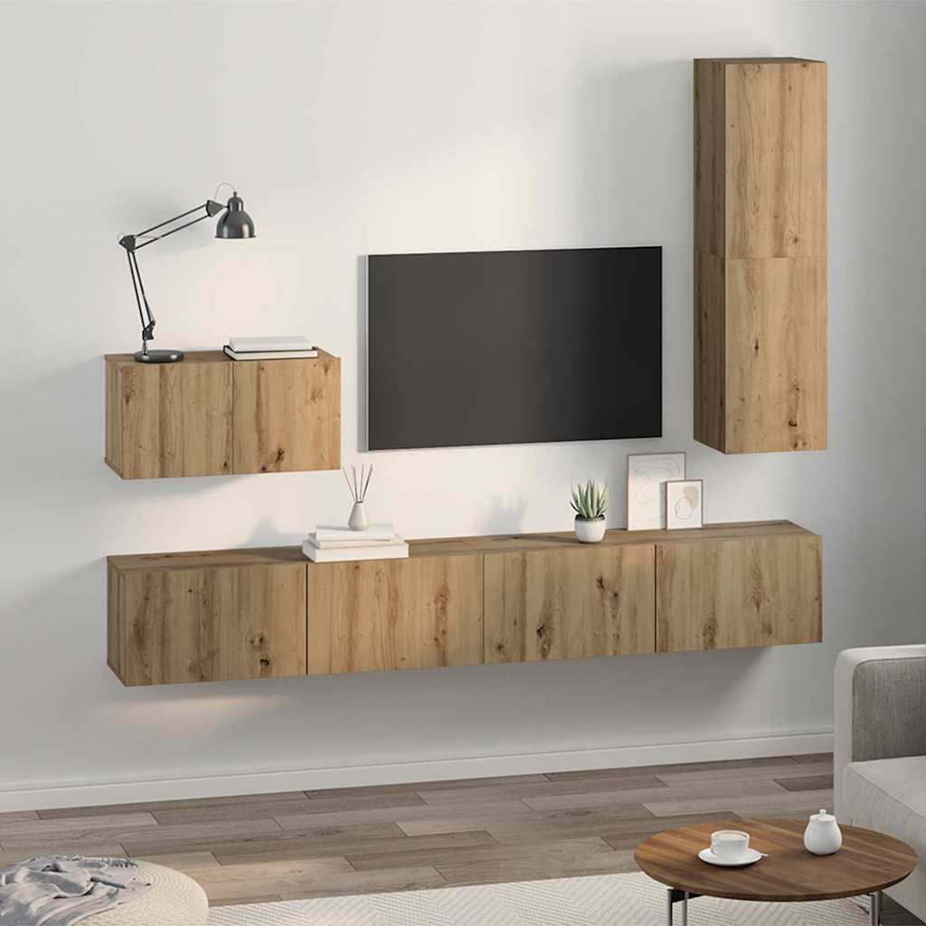 Fali TV Szekrény 4 pcs Artisan tölgy Faanyag
