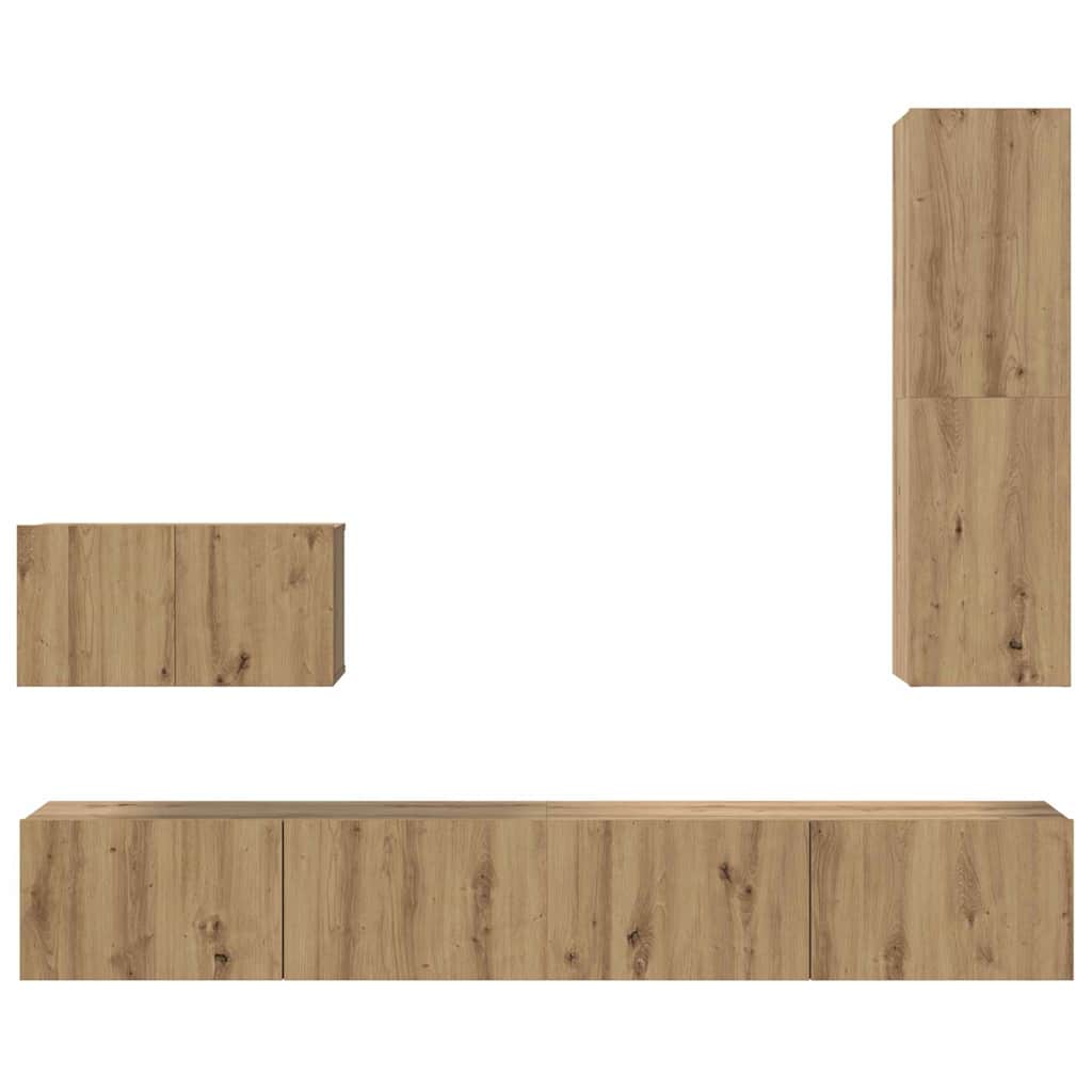 Fali TV Szekrény 4 pcs Artisan tölgy Faanyag