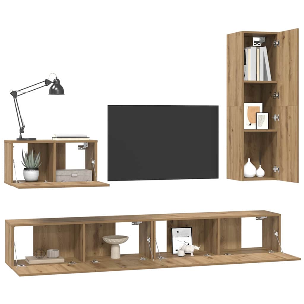 Fali TV Szekrény 4 pcs Artisan tölgy Faanyag