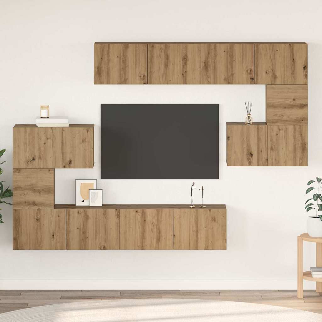 TV szekrény garnitúra 8 pcs Artisan tölgy Szerelt Fa