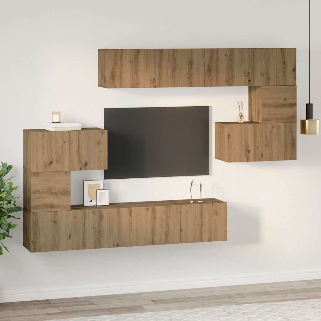 TV szekrény garnitúra 8 pcs Artisan tölgy Szerelt Fa