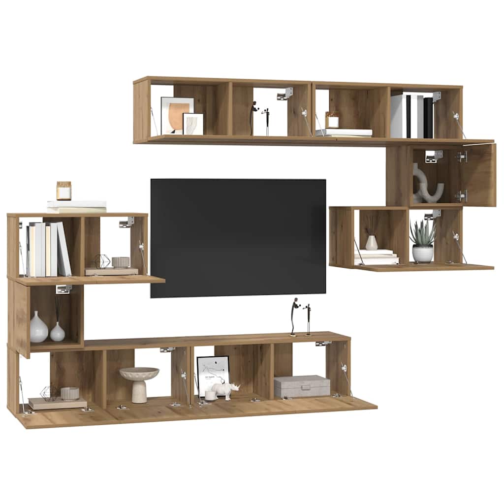 TV szekrény garnitúra 8 pcs Artisan tölgy Szerelt Fa