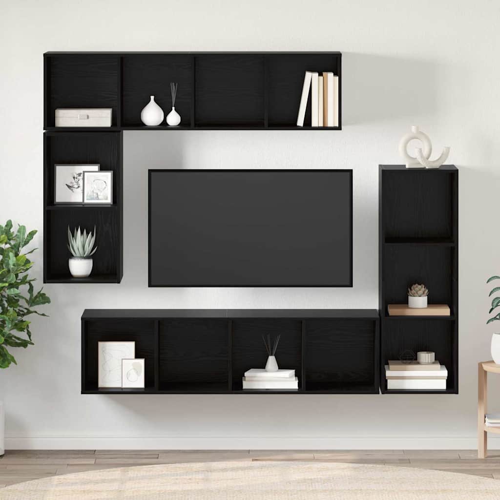 TV szekrény garnitúra 4 db Fekete tölgy Szerelt Fa