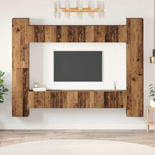 TV szekrény garnitúra 10 pcs Öreg fa 30,5 x 30 x 90 cm Faanyag