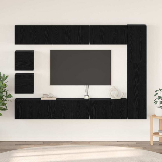 TV szekrény garnitúra 10 pcs Fekete tölgy Faanyag