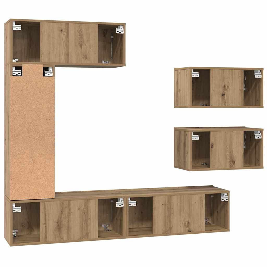 TV szekrény garnitúra 6 pcs Artisan tölgy Faanyag