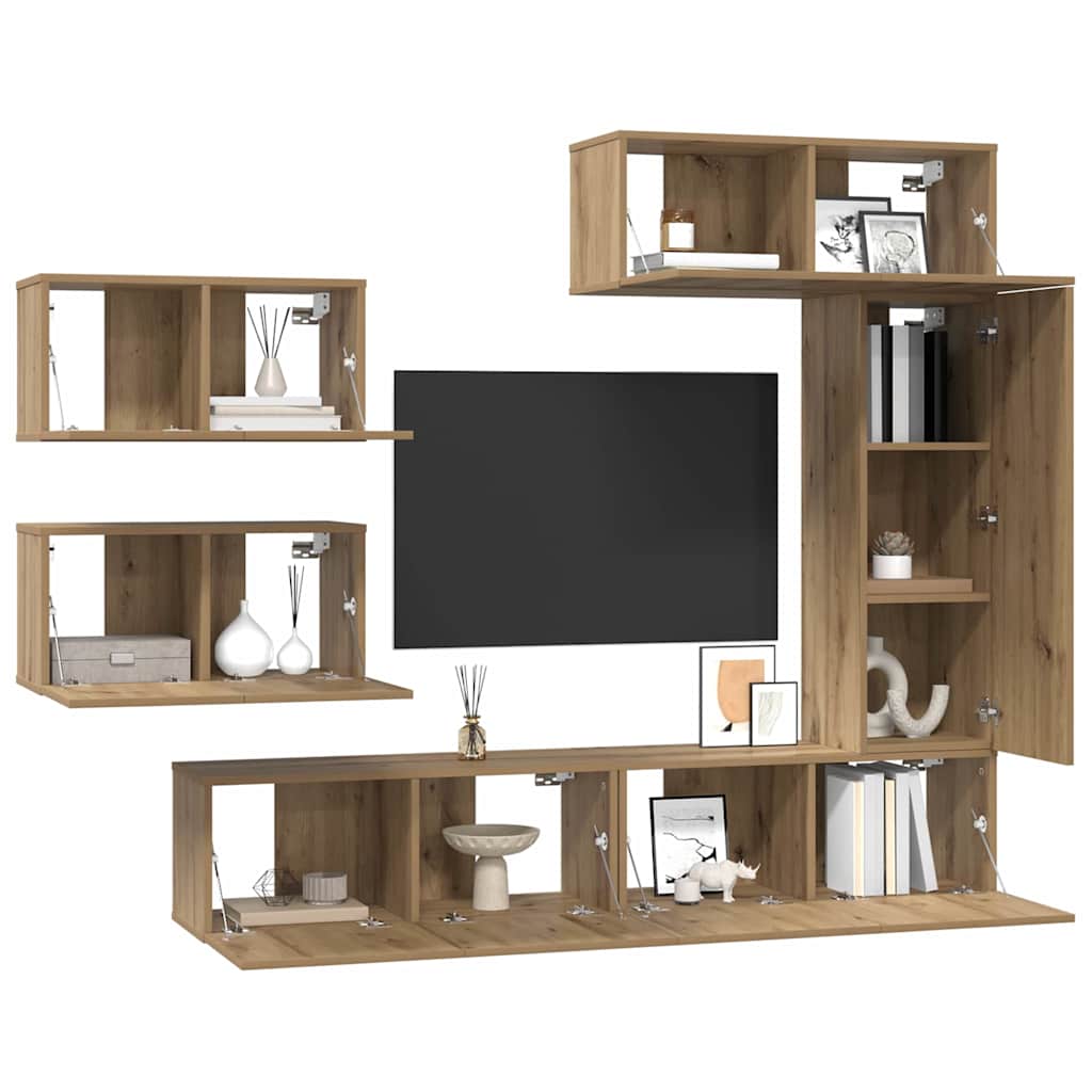 TV szekrény garnitúra 6 pcs Artisan tölgy Faanyag