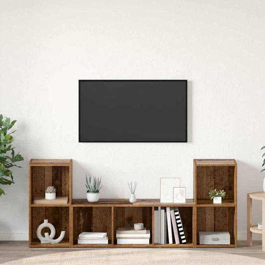 TV szekrény garnitúra Falra szerelhető 3 pcs Barna Faanyag