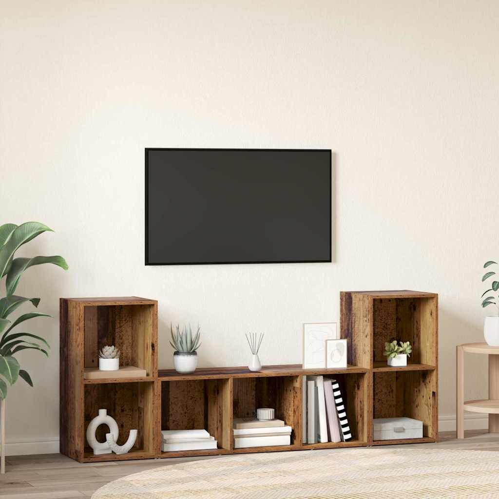 TV szekrény garnitúra Falra szerelhető 3 pcs Barna Faanyag