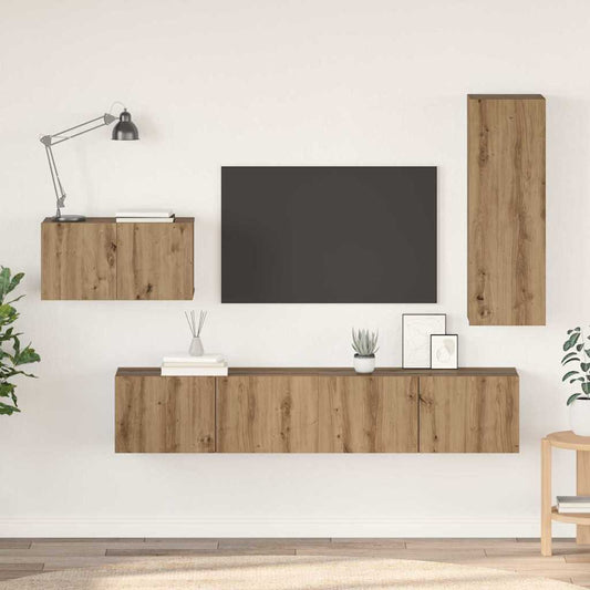TV szekrény garnitúra fiókkal 4 pcs Artisan tölgy Faanyag