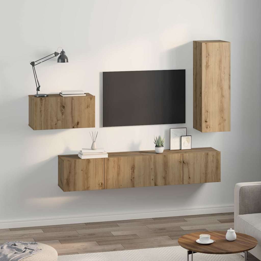 TV szekrény garnitúra 4 pcs Artisan tölgy Szerelt Fa