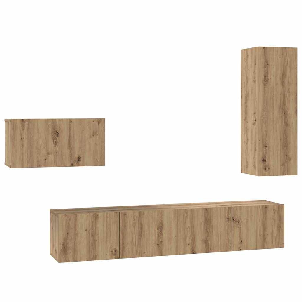 TV szekrény garnitúra 4 pcs Artisan tölgy Szerelt Fa