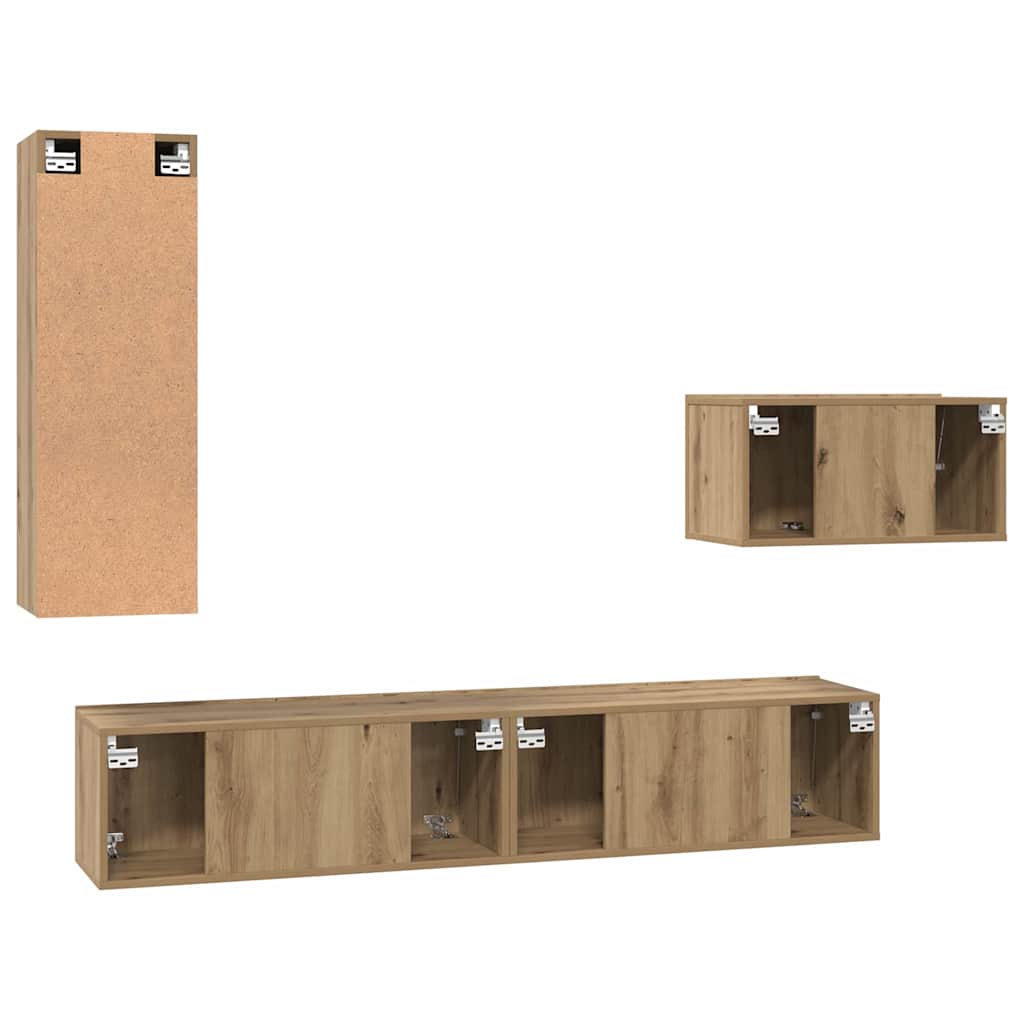TV szekrény garnitúra 4 pcs Artisan tölgy Szerelt Fa