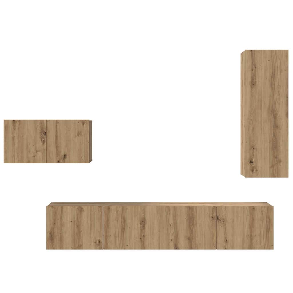 TV szekrény garnitúra 4 pcs Artisan tölgy Szerelt Fa
