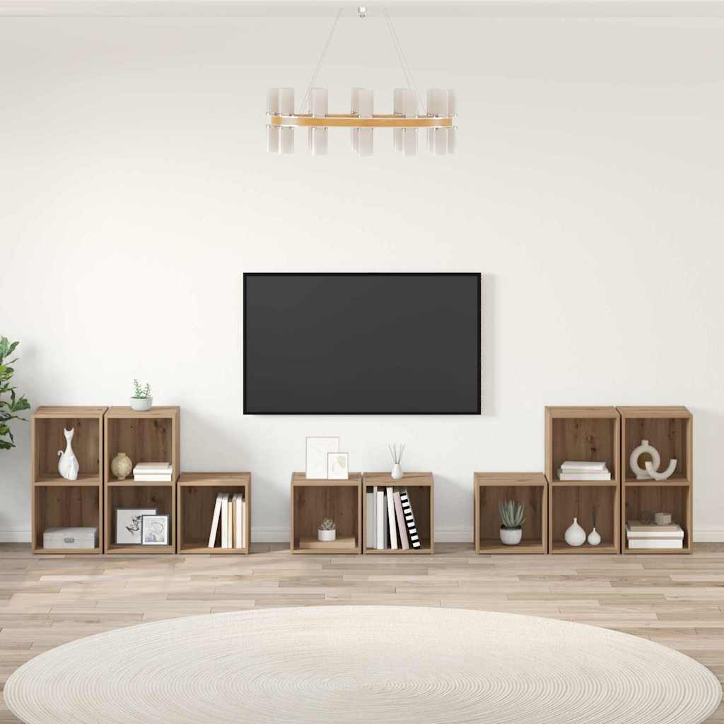 TV Szekrény Szett 8 db Artisan tölgy Szerelt Fa