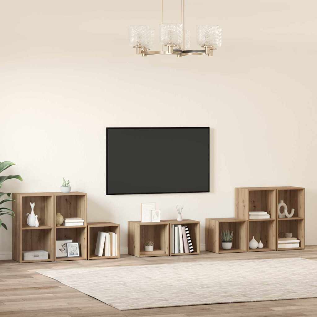 TV Szekrény Szett 8 db Artisan tölgy Szerelt Fa