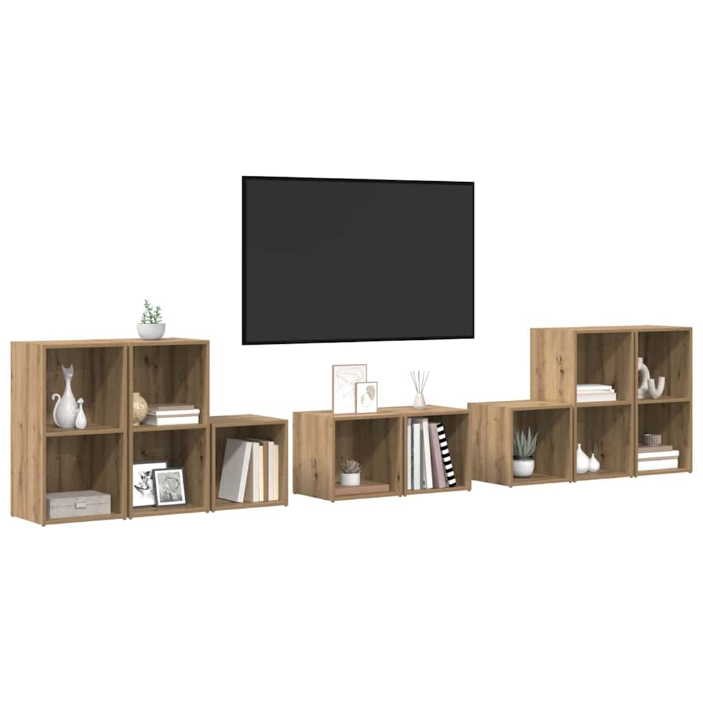 TV Szekrény Szett 8 db Artisan tölgy Szerelt Fa