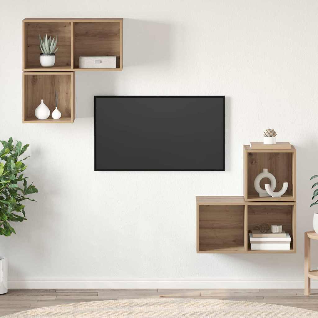 TV szekrény garnitúra 4 db Artisan tölgy Szerelt Fa