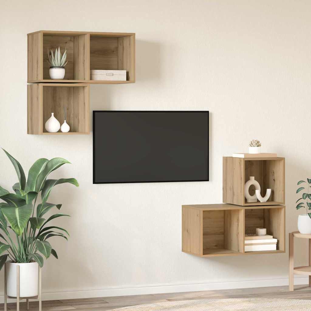 TV szekrény garnitúra 4 db Artisan tölgy Szerelt Fa