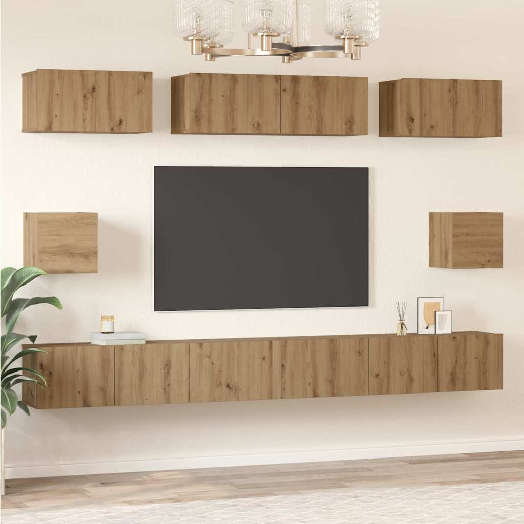 TV szekrény garnitúra 8 pcs Artisan tölgy Szerelt Fa