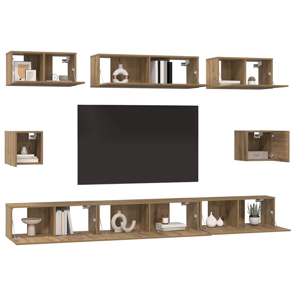 TV szekrény garnitúra 8 pcs Artisan tölgy Szerelt Fa