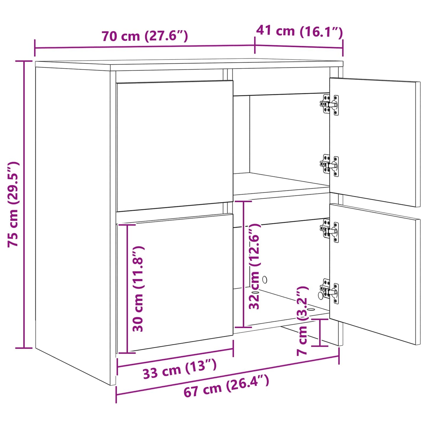 Széf 2 db Öreg fa 70 x 41 x 75 cm Szerelt Fa