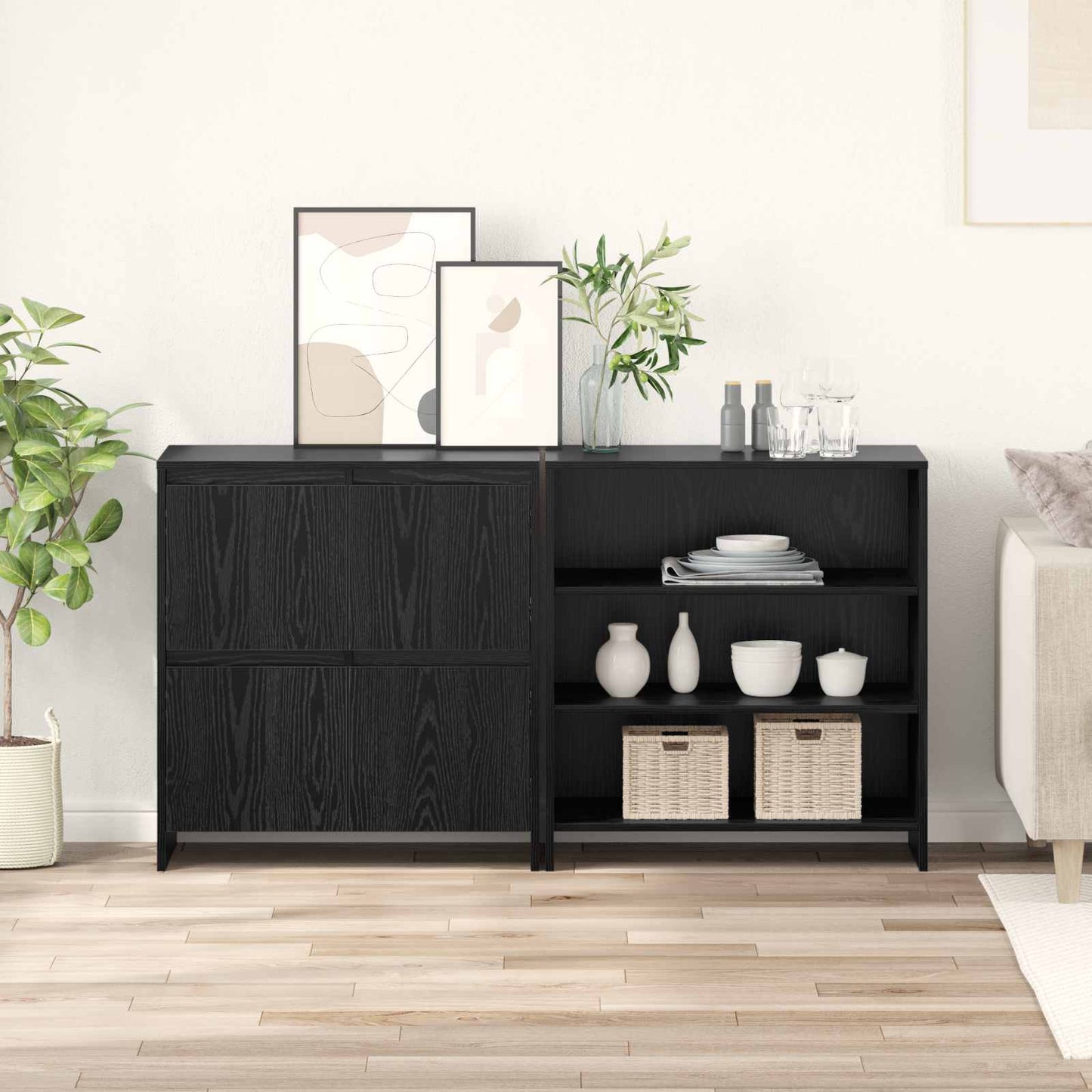 Széf 2 db Fekete tölgy 70 x 41 x 75 cm Szerelt Fa