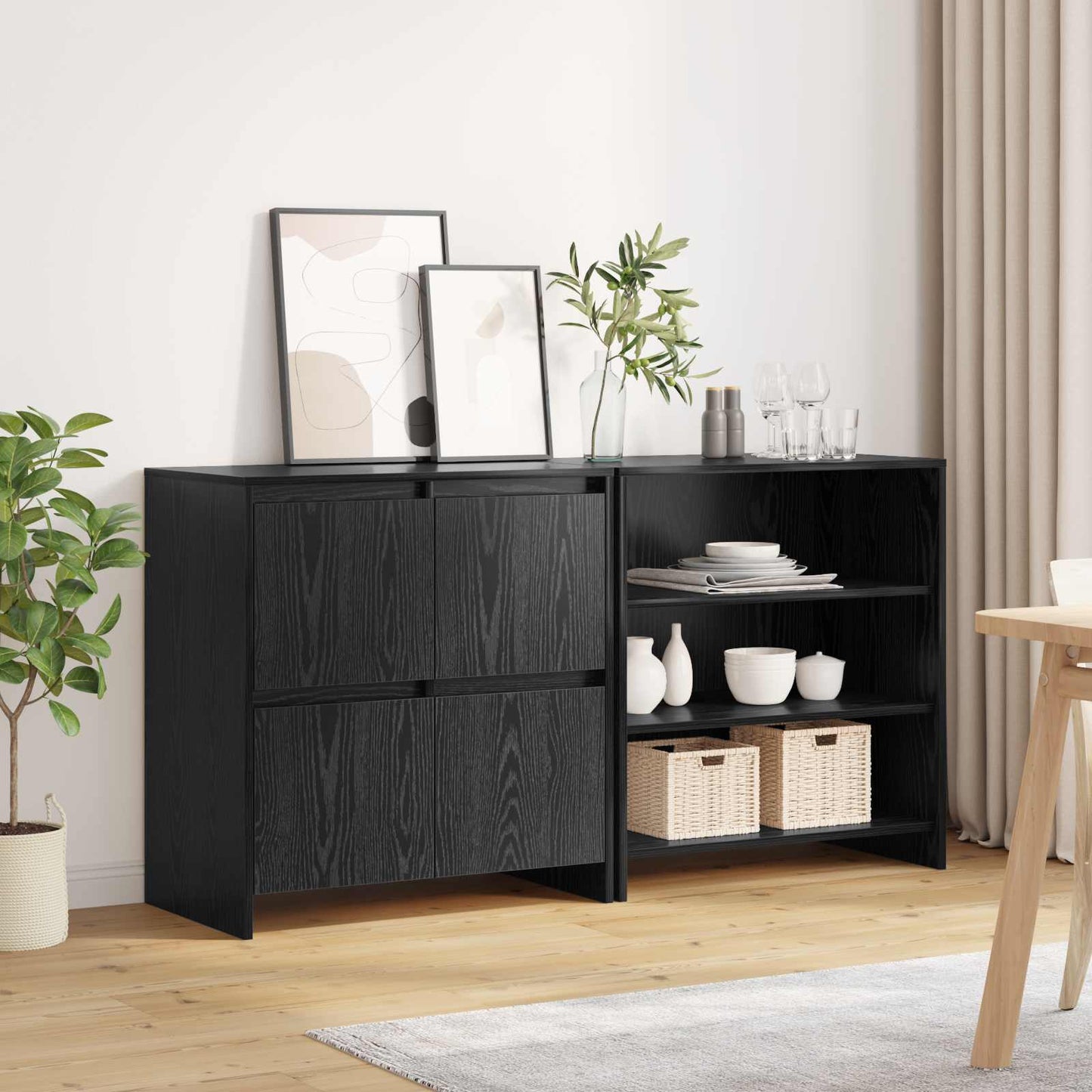 Széf 2 db Fekete tölgy 70 x 41 x 75 cm Szerelt Fa
