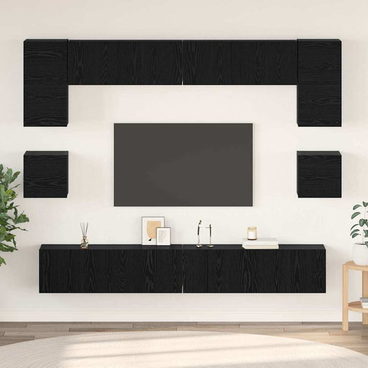 TV szekrény garnitúra 8 pcs Fekete tölgy Faanyag