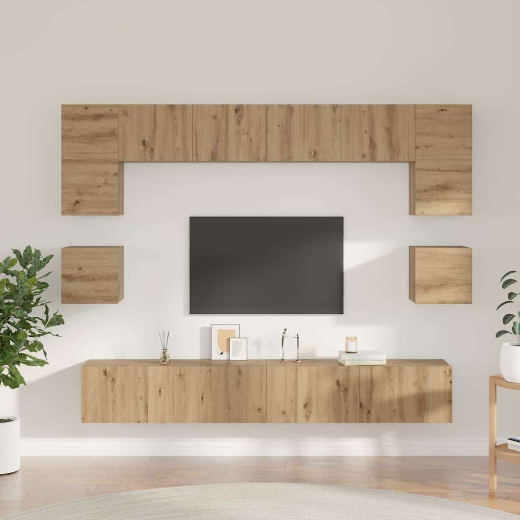 TV szekrény garnitúra 8 pcs Artisan tölgy Faanyag