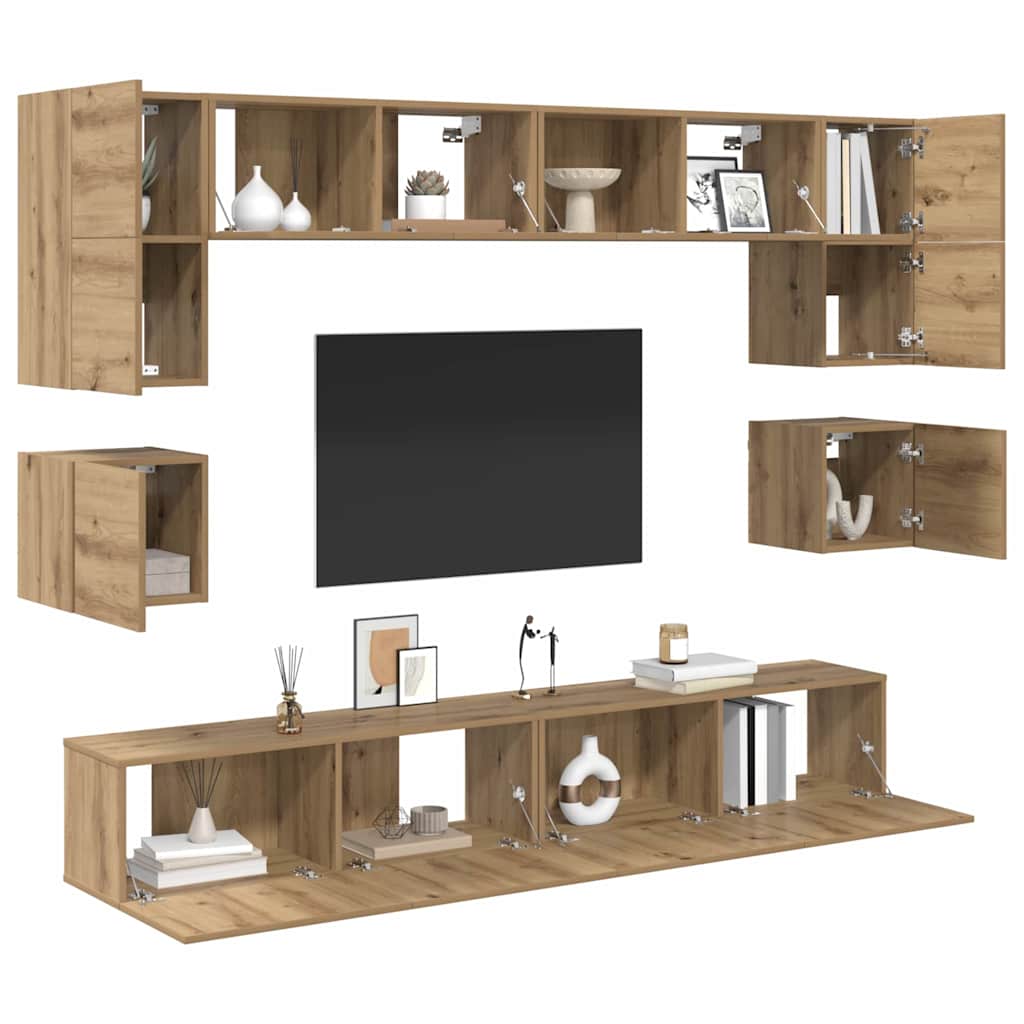 TV szekrény garnitúra 8 pcs Artisan tölgy Faanyag