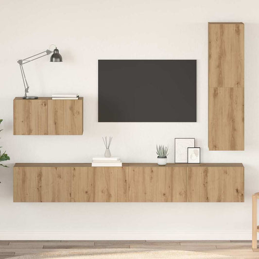 TV szekrény garnitúra fiókkal 4 pcs Artisan tölgy Faanyag