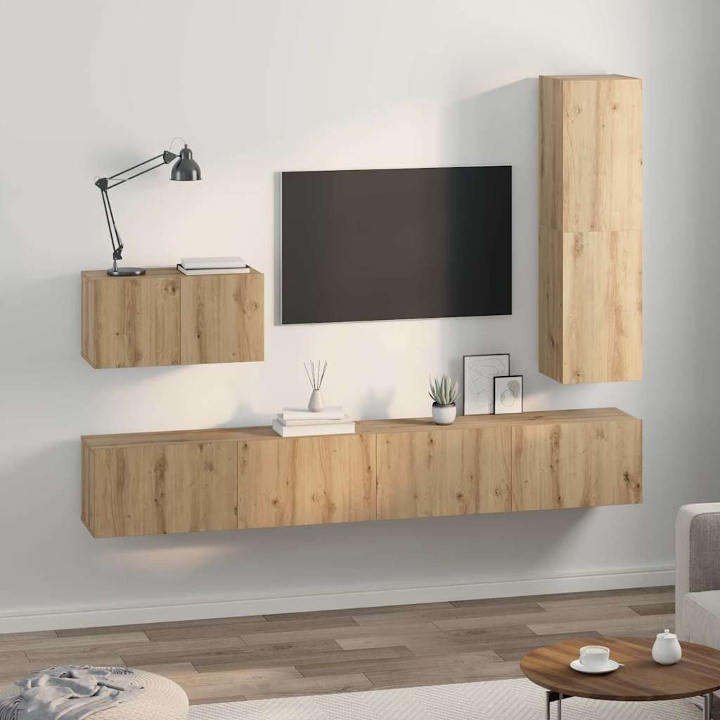 TV szekrény garnitúra 4 pcs Artisan tölgy Szerelt Fa