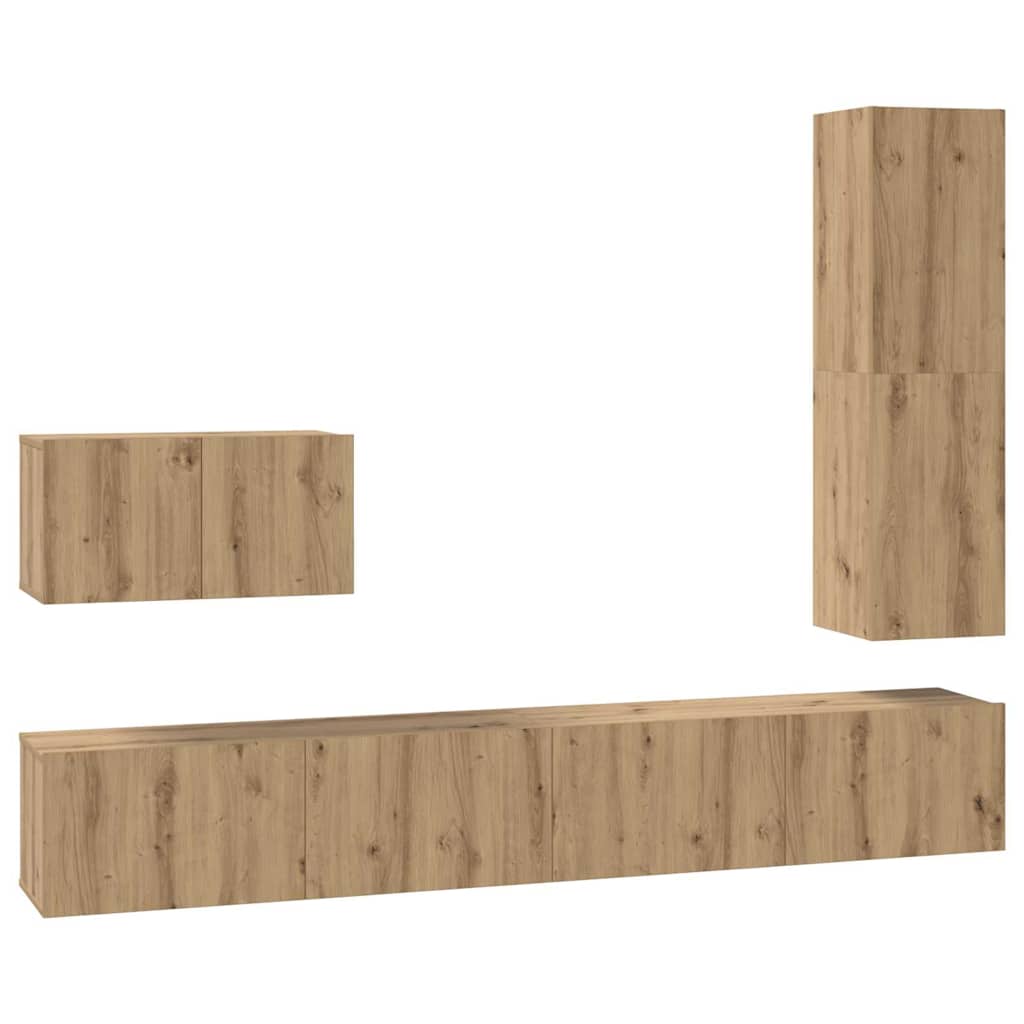 TV szekrény garnitúra 4 pcs Artisan tölgy Szerelt Fa