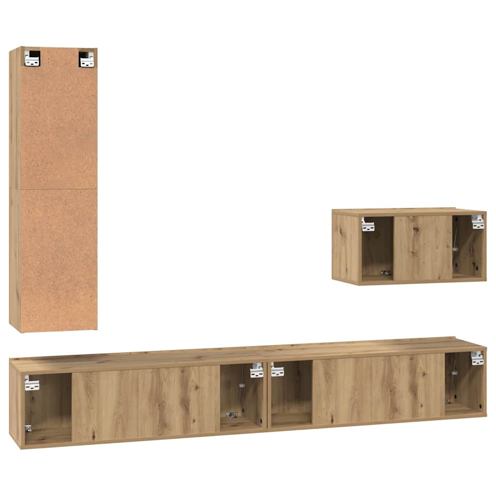 TV szekrény garnitúra 4 pcs Artisan tölgy Szerelt Fa