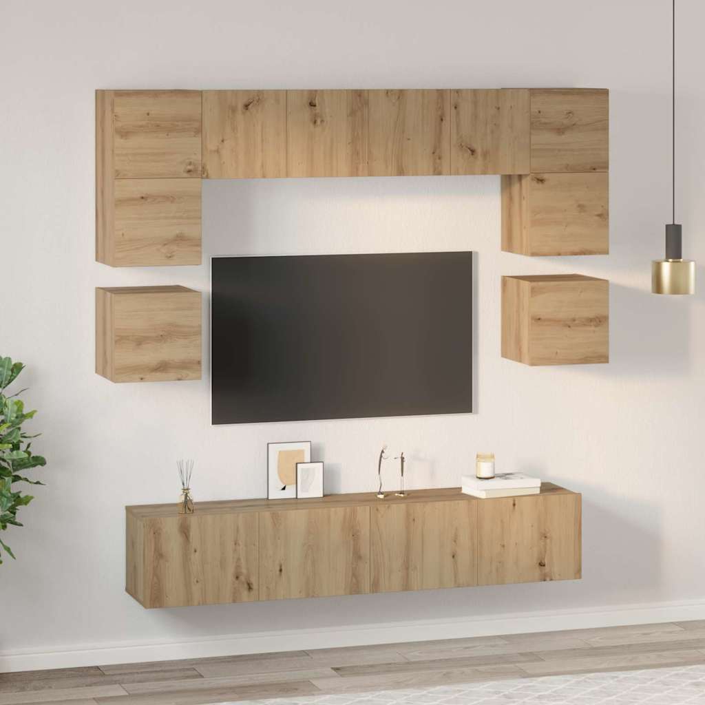 TV szekrény garnitúra 8 pcs Artisan tölgy Szerelt Fa