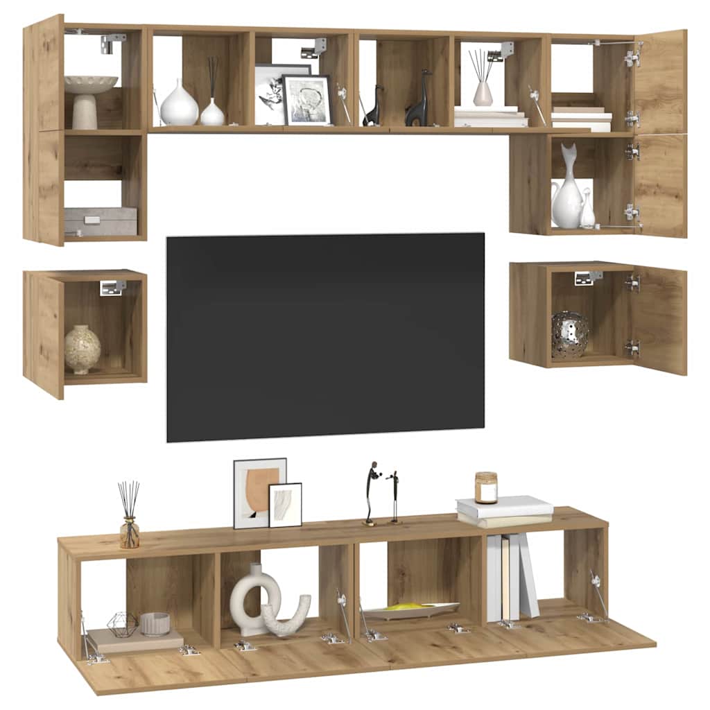 TV szekrény garnitúra 8 pcs Artisan tölgy Szerelt Fa