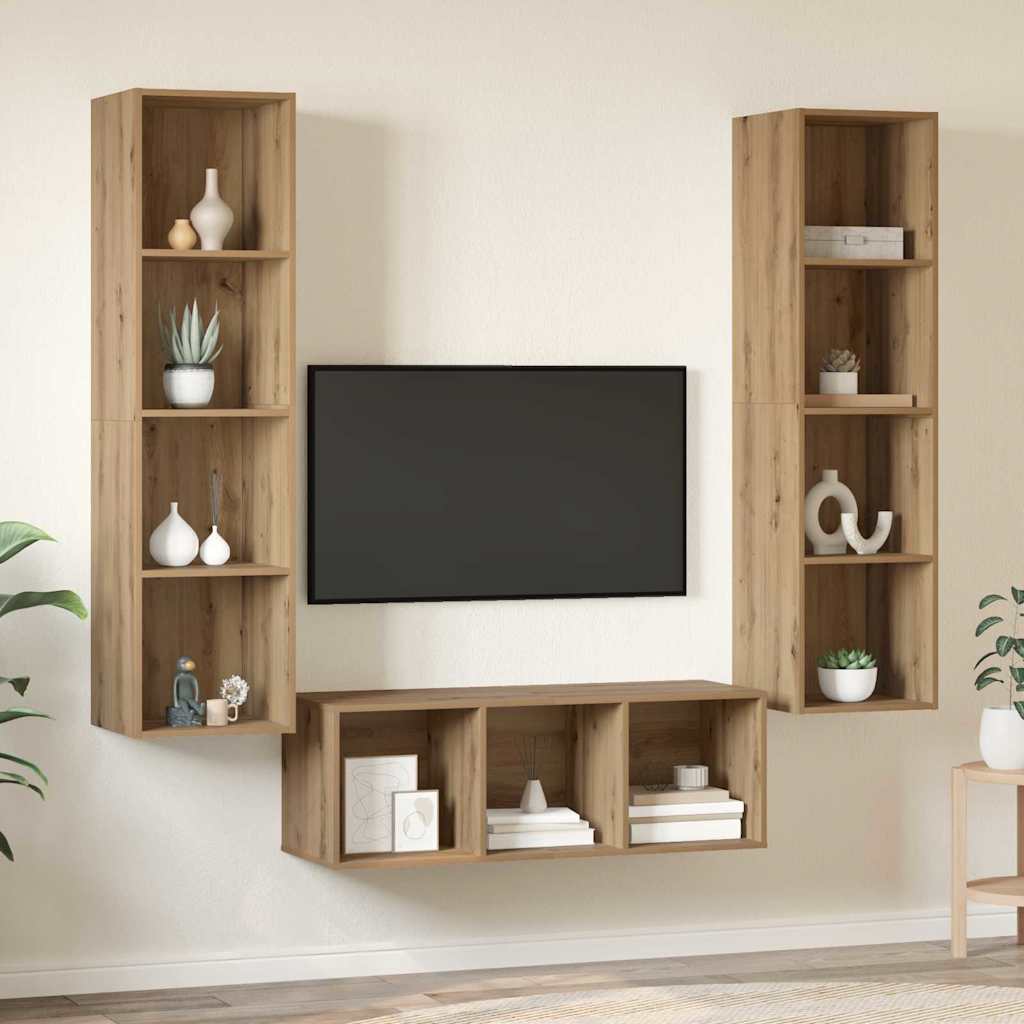 TV szekrény garnitúra 3 pcs Artisan tölgy Szerelt Fa