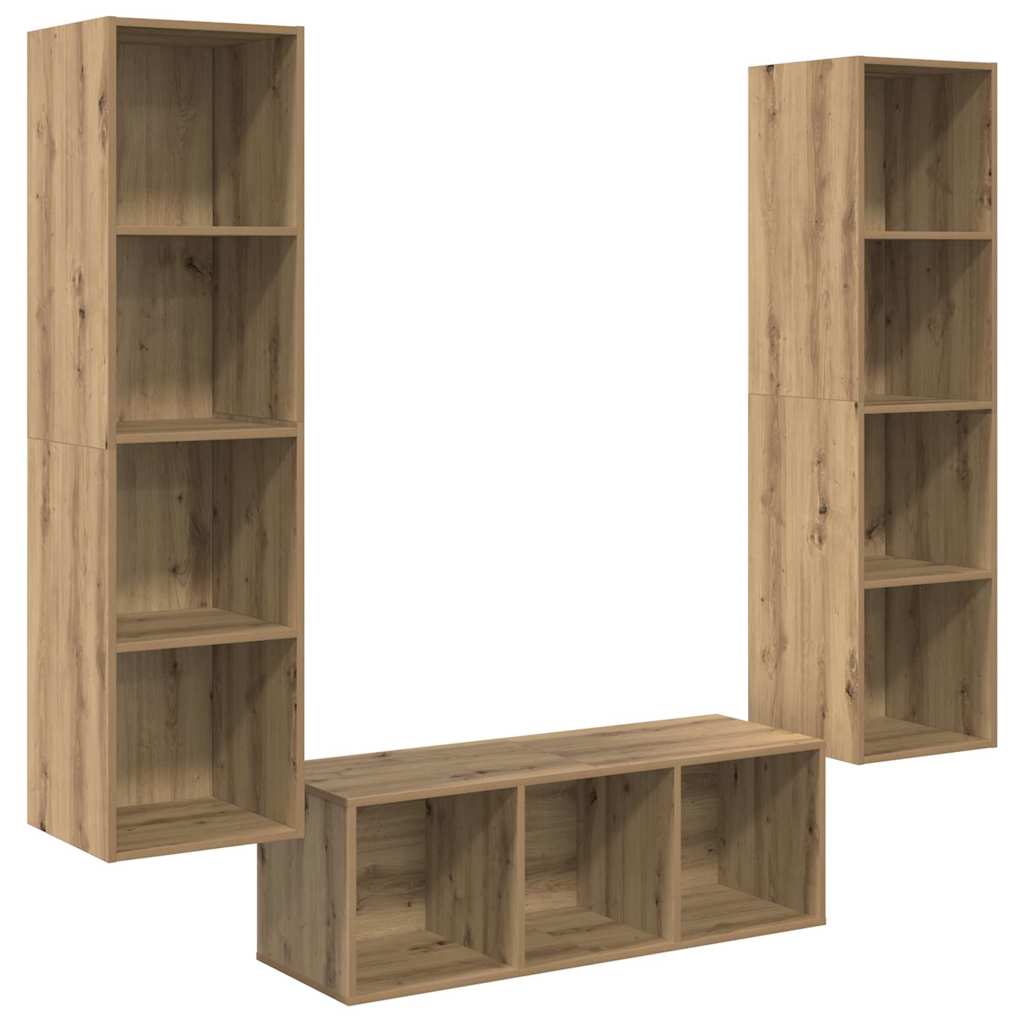 TV szekrény garnitúra 3 pcs Artisan tölgy Szerelt Fa
