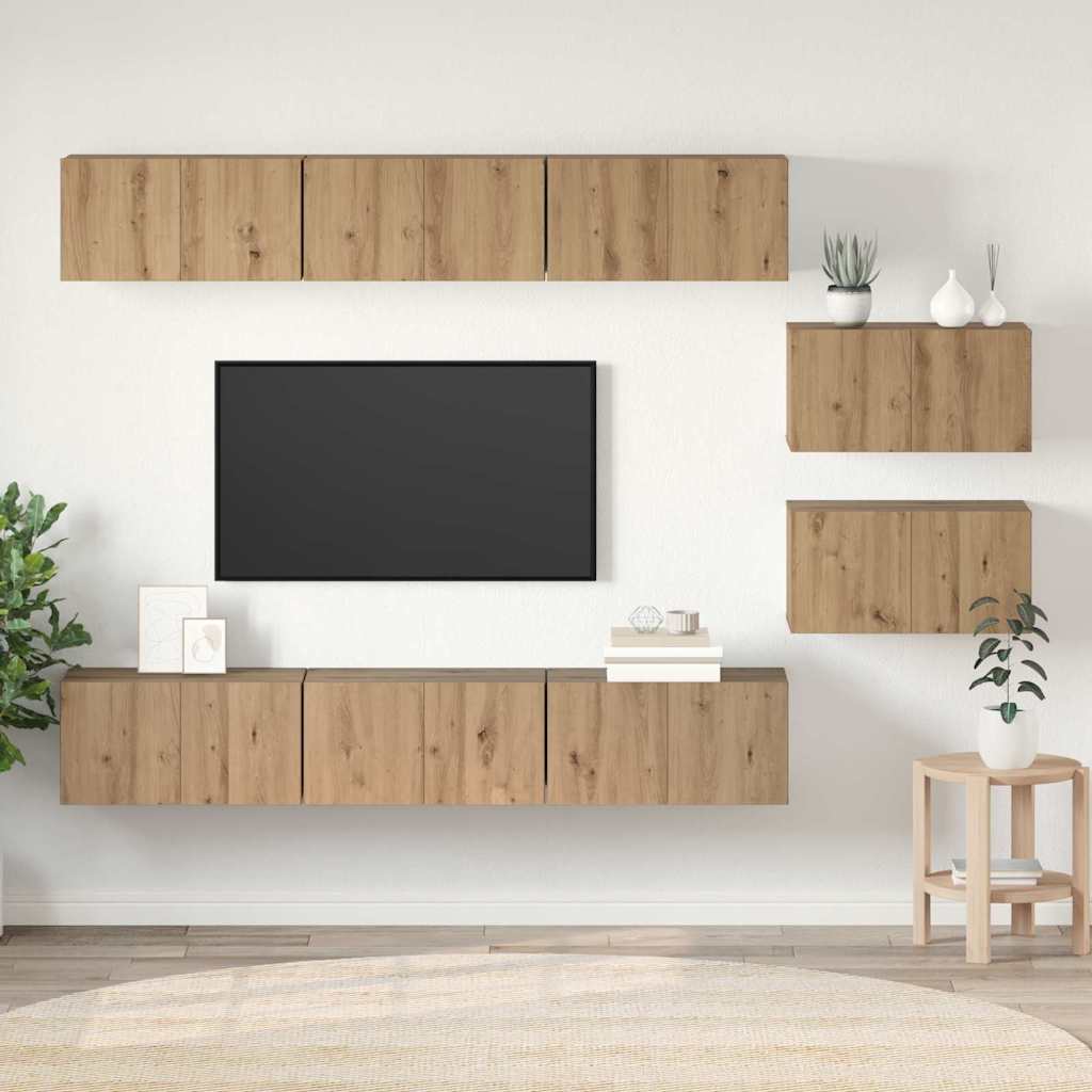 TV szekrény garnitúra 8 db Artisan tölgy Szerelt Fa