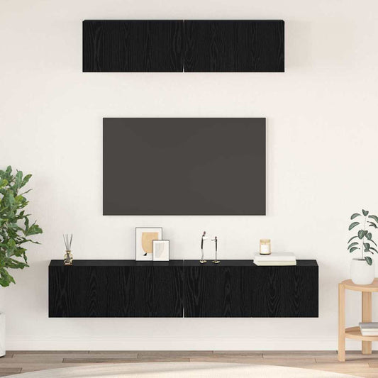 TV szekrény garnitúra 4 pcs Fekete tölgy Faanyag