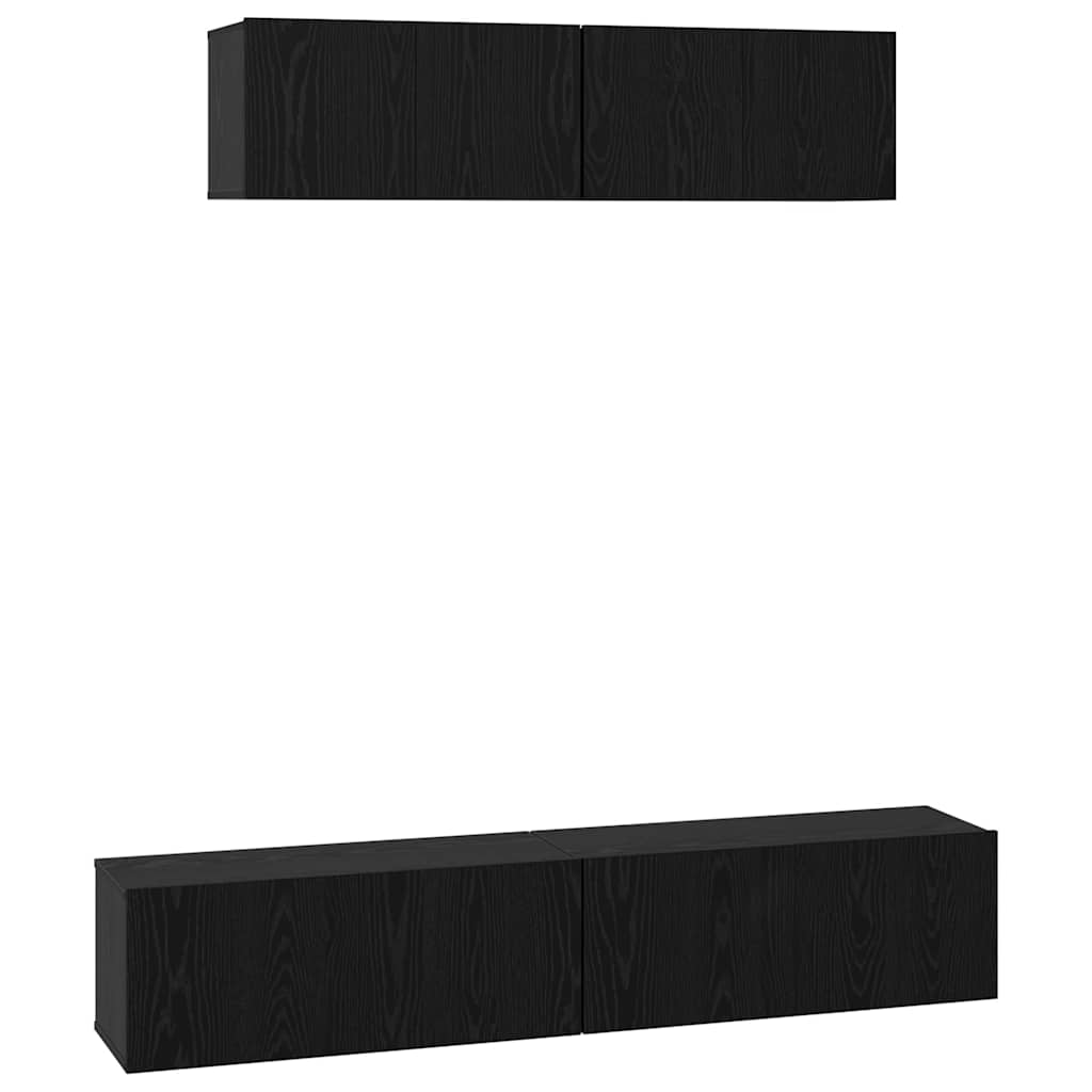 TV szekrény garnitúra 4 pcs Fekete tölgy Szerelt Fa