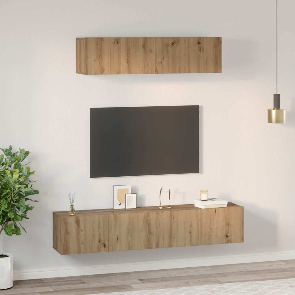 TV szekrény garnitúra 4 pcs Artisan tölgy Szerelt Fa