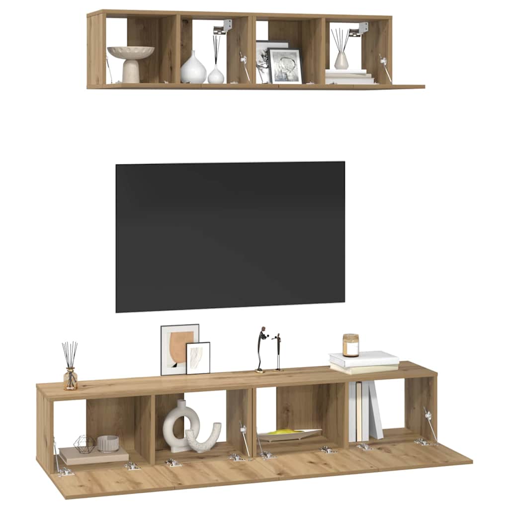 TV szekrény garnitúra 4 pcs Artisan tölgy Szerelt Fa
