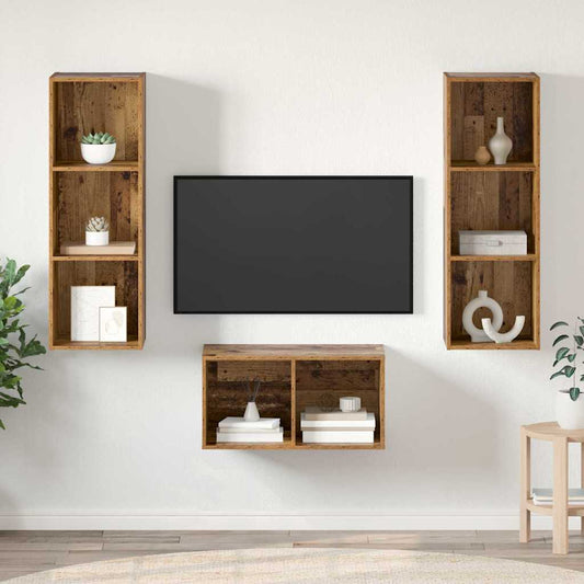 TV szekrény garnitúra Öreg fa 37 x 37 x 107 cm Faanyag