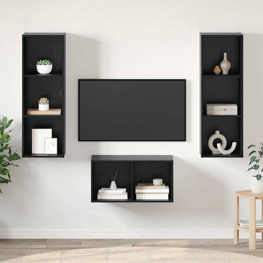 TV szekrény garnitúra Fekete tölgy 37 x 37 x 107 cm Faanyag
