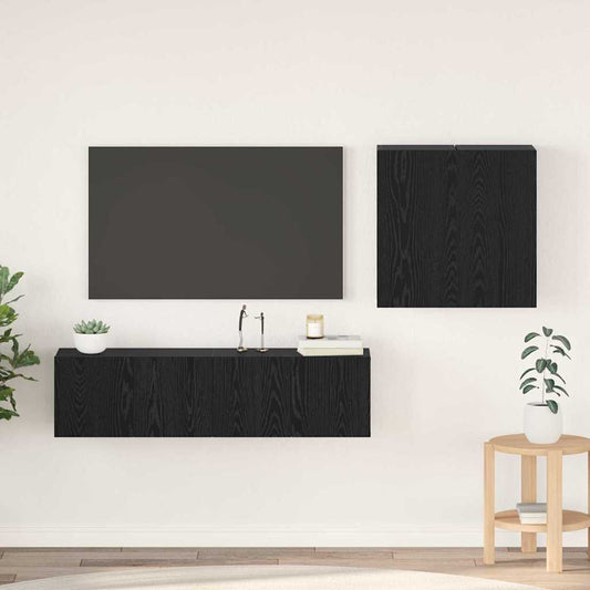 TV szekrény garnitúra Falra szerelhető Fekete tölgy Faanyag