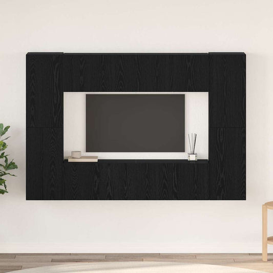 TV szekrény garnitúra 8 pcs Fekete tölgy Faanyag