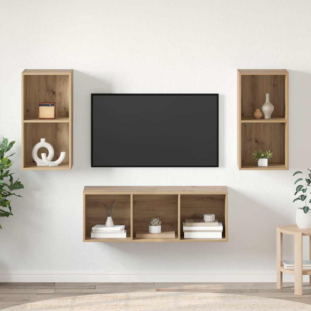 TV szekrény garnitúra 3 db Artisan tölgy Szerelt Fa